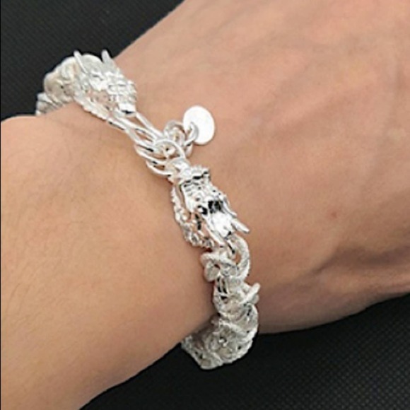 STERLING SILVER DRAGON BRACELET - Picture 9 of 12
